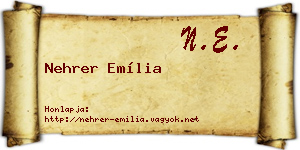Nehrer Emília névjegykártya